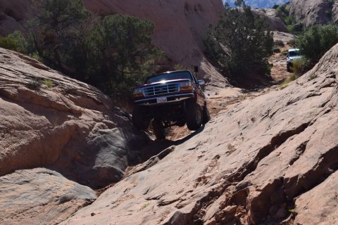 1995 Ford Bronco - Ford Bronco tackling a challenging Moab trail in May 2018.
