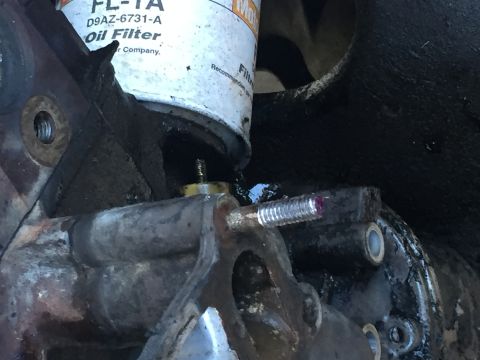 1996 Ford Bronco - This image shows an oil filter and associated engine components, not a specific vehicle model year.