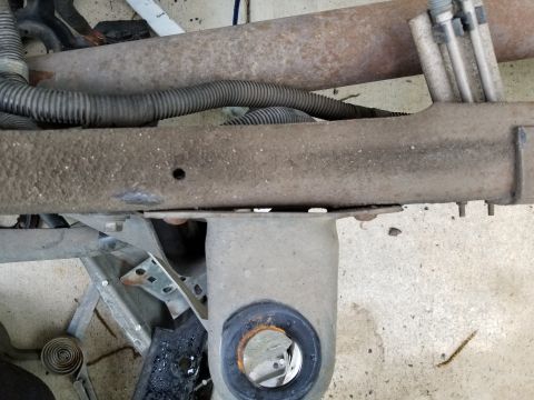 1996 Ford Bronco - The impact was so hard that these mounts (#2 L&RHS) bent forward, evidenced by the wider gap at the rear (right of picture).