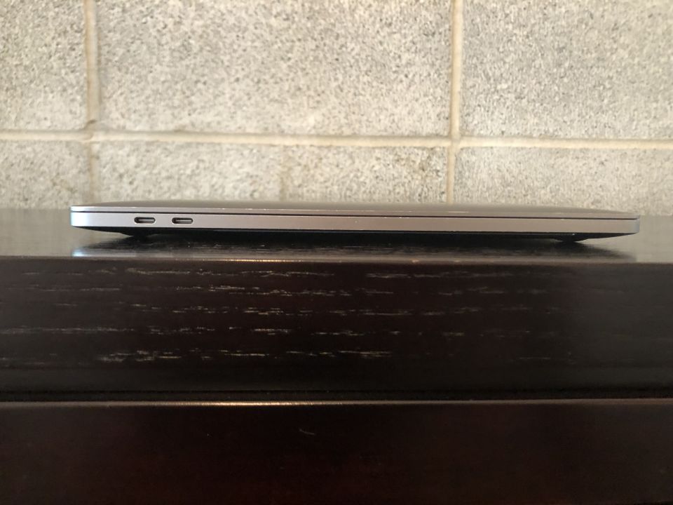 Closed laptop with USB-C ports visible on the side.