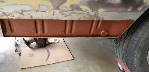 1974 Plymouth Duster - rust encapsulator / reformer on the inner quarter Pass side