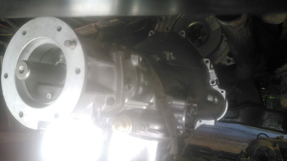 Close-up of a transmission bell housing and input shaft splines