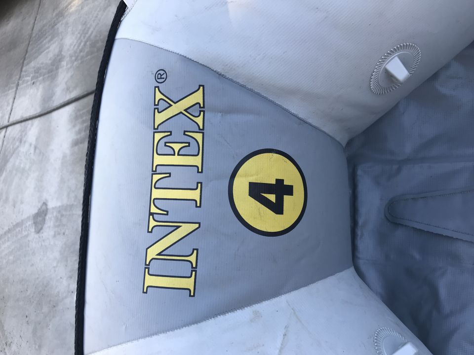 Inflatable boat with Intex logo and number 4