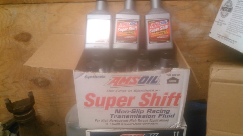 Box of AMSOIL Super Shift transmission fluid