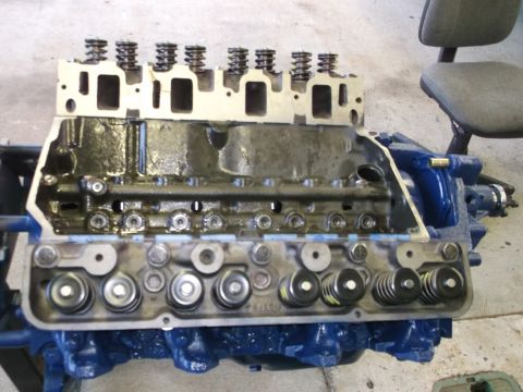 1969 Ford Mustang - Close-up view of a V8 engine block, showing the valve train components.