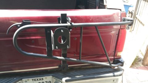 1996 Ford Bronco - Rear view of a 1996 Ford Bronco a swing-away spare tire carrier.