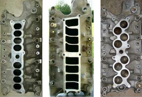 2000 Ford Explorer - Comparison of intake manifold parts, likely for a Ford engine.