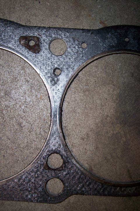 1995 Ford Bronco - Close-up of an engine gasket, likely a head gasket, with visible signs of wear and corrosion.