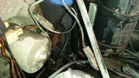 1985 Ford Bronco - Engine bay components including hoses and wiring are visible in this close-up shot.