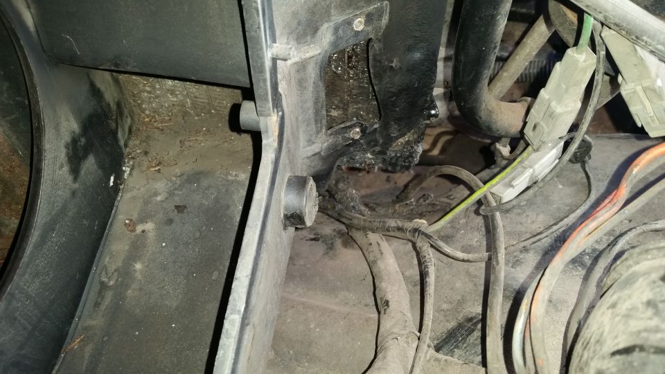 Interior wiring and components with visible connectors and conduits