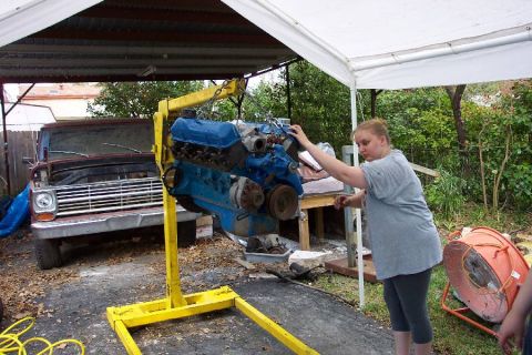 1968 Ford F-100 - On the hoist, but it's backwards. Oops.