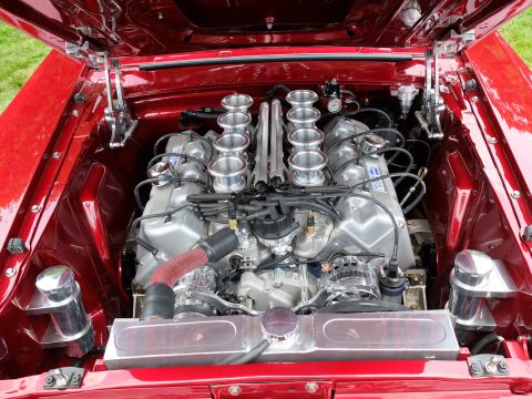 1971 Ford Ranchero - Custom V8 engine with eight individual carburetors and polished intake runners.