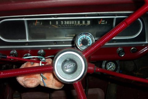 1968 Ford F-100 - Sun mini-tach, mechanical oil pressure gauge, and the Bog (stuffed animal) from the '67