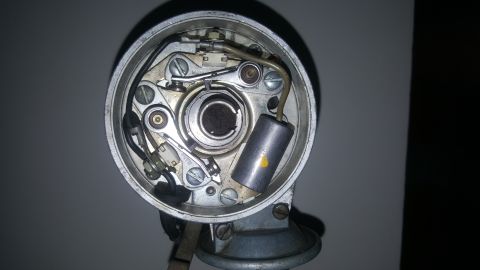 1973 Ford Mustang - This is a close-up view of the internal components of a vehicle's distributor.