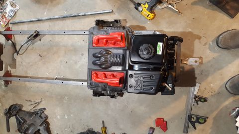 2007 Subaru Impreza - Engine assembly components are laid out on a concrete floor with tools nearby.