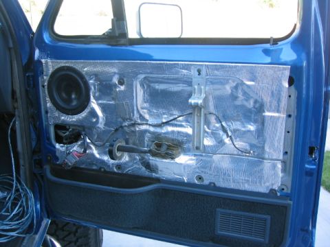 1989 Ford Bronco - Three layers on the inner door skins, four 12"X12" sheets behind each Dynaudio midbass driver.