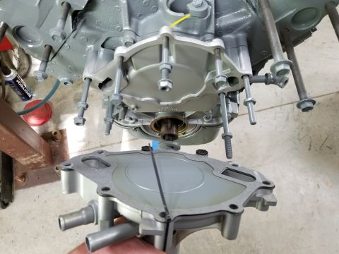 1996 Ford Bronco - These '96 water pump bolts are slightly different from the '93's. The pump is a new Ford F3TZ-8501-C , aka MotorCraft PW254 . [url=https://…