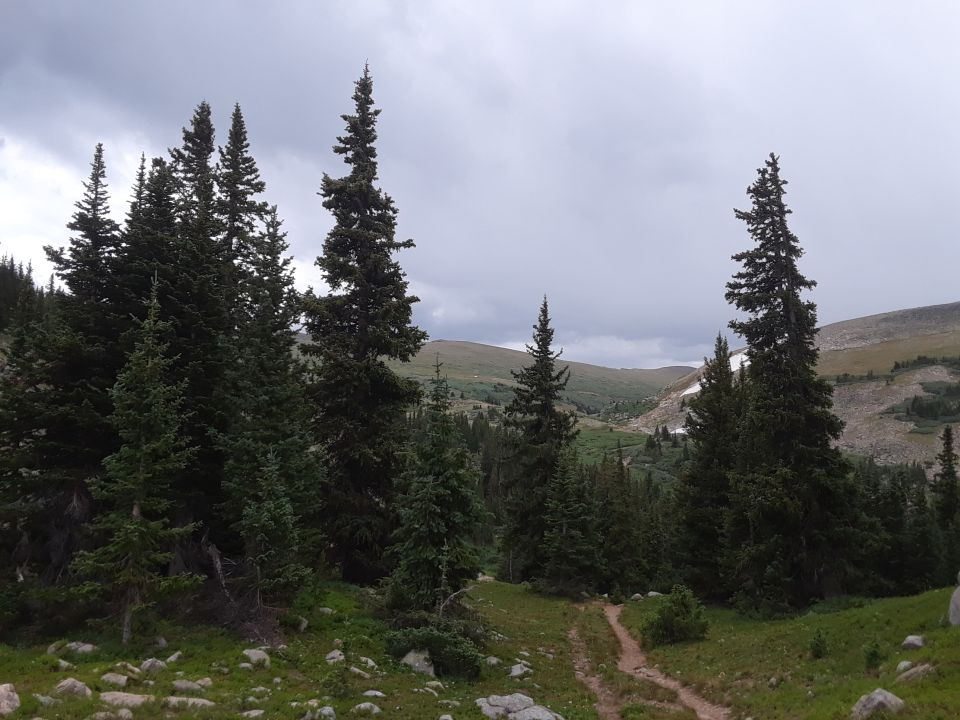1.05 miles down the trail. Van is visible in the far distance.