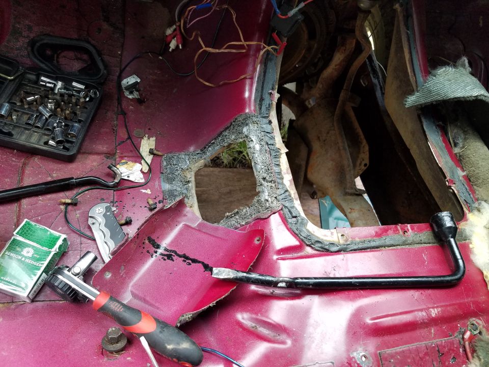 Manual transfer case panel removed