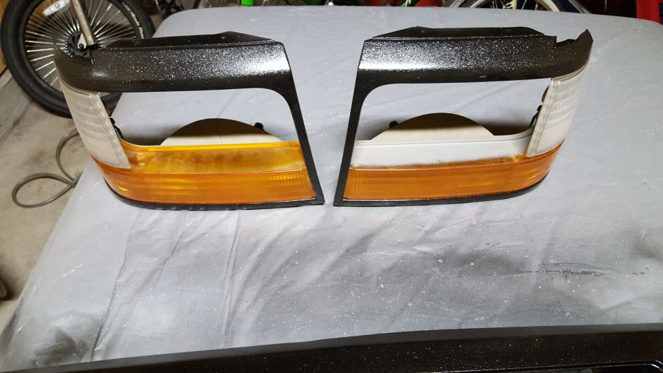 Once its off the truck, disassembly of the headlight trim and blinker housing is very easy.  The housings came off before prep and paint, and the remaining trim got the same treatment as the grill.