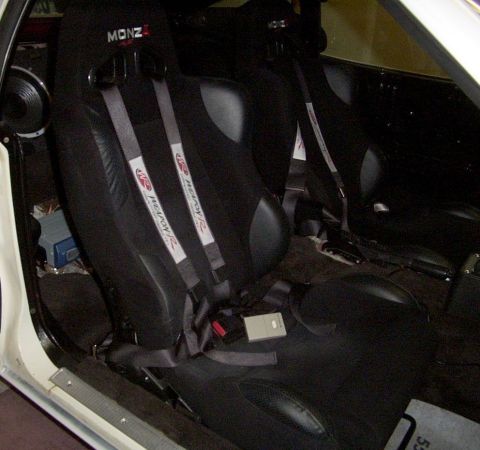 1978 Ford Mustang II - Interior view shows racing seats with MONZ and MEATools branding, suggesting a performance-oriented vehicle.