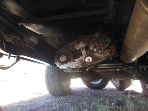 1984 Ford Bronco - here you can see my np208F. and the huge magnaflow muffler I squeezed in here. its about 3 feet long!