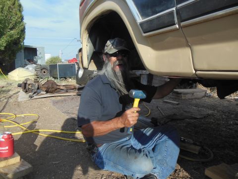 1984 Ford Bronco - my dad helping bang on some rivets!