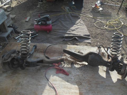 1984 Ford Bronco - axle is out ready for cleanup