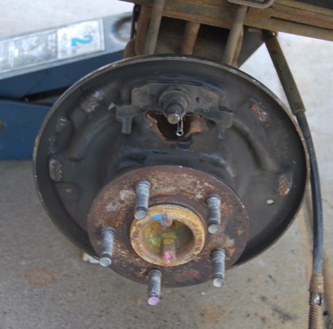 2002 Ford Ranger - right rear stripped to drum backing plate