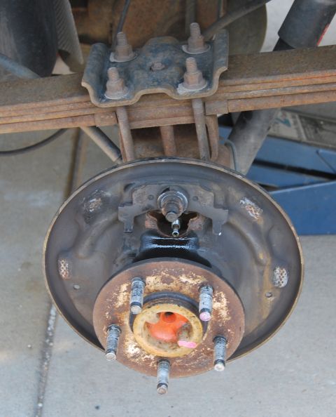 2002 Ford Ranger - left rear stripped to drum backing plate