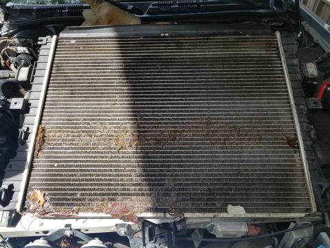 2004 Ford Crown Victoria - In addition to all the dirt & leaves, there were some bent fins in the radiator & condenser.