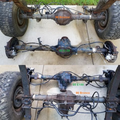 1983 Ford Bronco - They're very similar, but the spring perches & shock mounts are in the wrong positions for a Bronco. And the van pinion is farther to the p…