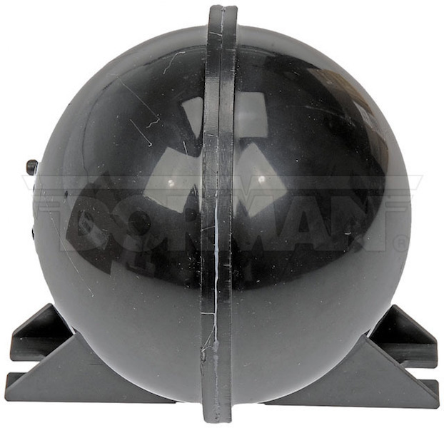 black plastic sphere with two black plastic mounting brackets
