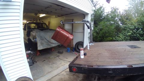 1996 Ford Bronco - It started raining while I was painting it and every bay at my auto mechanic's shop was full so I couldn't hang it up in a bay to paint. So…