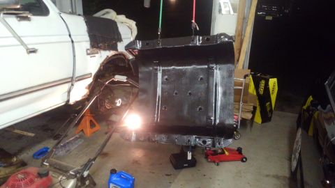 1996 Ford Bronco - The skid plate finished. I used bed liner paint to hopefully protect it from scraches and rusting.