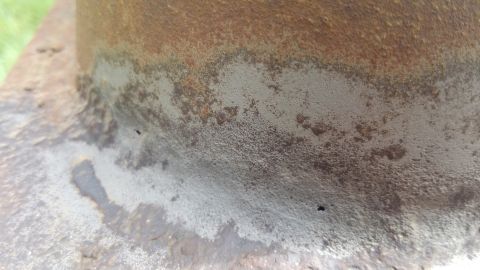 1996 Ford Bronco - While sandblasting I found a four of pin he's on the top half of the tank. Decided I would just patch it and move on to finish sandblasting.