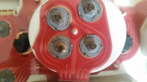 1985 Ford Bronco - Wiring harness connector with four terminals, likely for an automotive instrument cluster.
