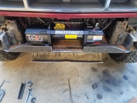 1995 Ford Bronco - Custom winch mount on a 1995 Ford Bronco's front end.