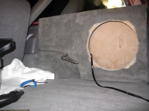 1994 Ford Bronco - Custom subwoofer box installation in a 1994 Ford Bronco interior.