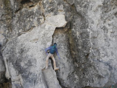 1987 Honda XL600R - A toy figure appears to be scaling a large rock formation.