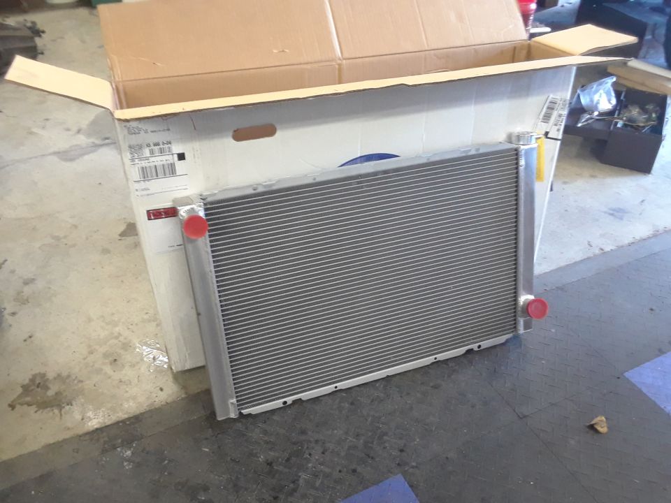 New radiator in its box, ready for installation