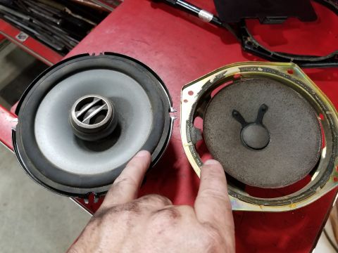 2001 Nissan Xterra - The original speaker suspensions had deteriorated with age, but I had some used ones in my junkpile that fit.