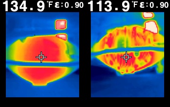 2000 Ford Crown Victoria - Thermal imaging of engine components, displaying temperature variations and Supermotors.net branding.