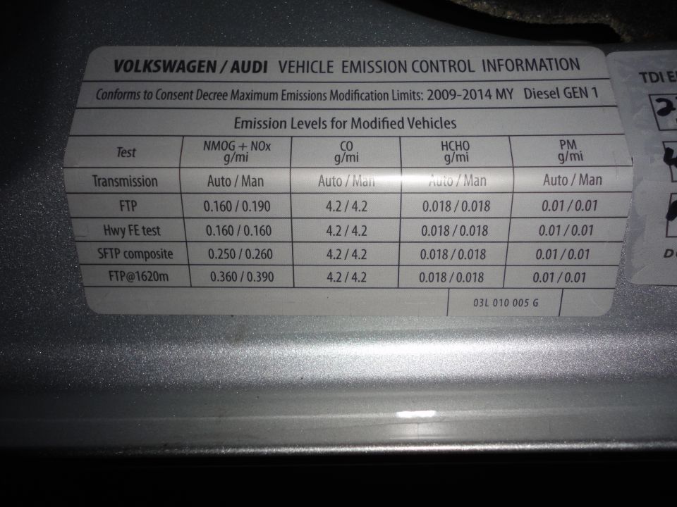 New under hood Vehicle Emission Control Information (VECI) label