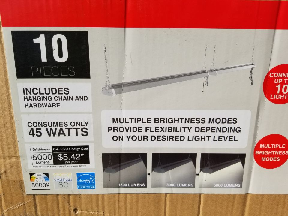Sam's online had this 10-pack of shop lights on sale, so I ordered a box to go with the ~6 similar ones I had already bought.