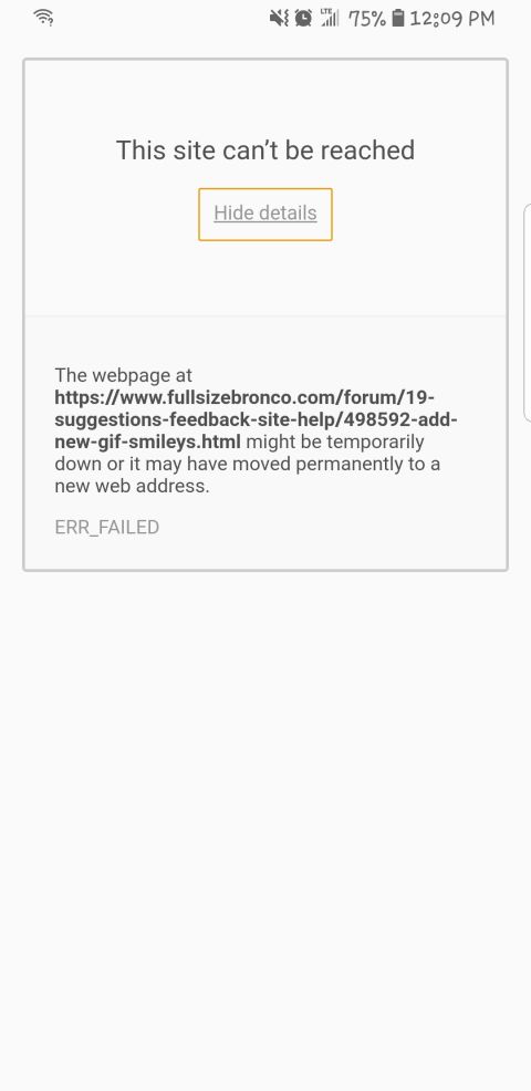 1995 Ford Bronco - A screenshot of a browser error page indicating that the website could not be reached.