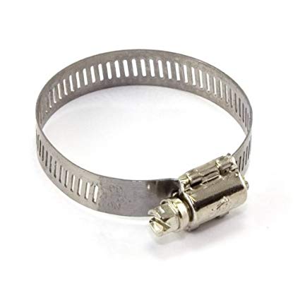 Metal hose clamp with a screw mechanism for tightening