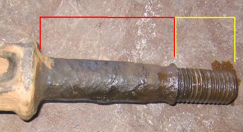 Rusted metal part with measurement lines