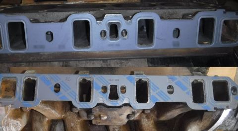 1992 Ford Bronco - Gasket matching the GT40 heads (top) to the truck EFI intake manifold (bottom).