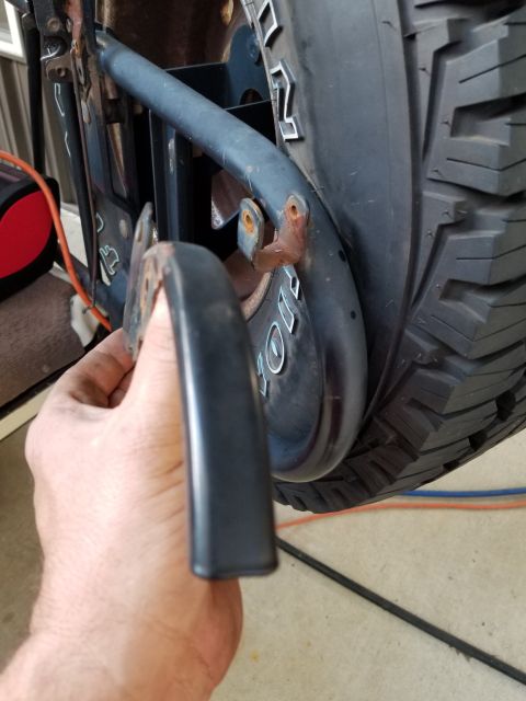 1995 Ford Bronco - After some careful hammering, the latch handle is pretty close to the original shape. I also greased the latch & tightened the operating ro…